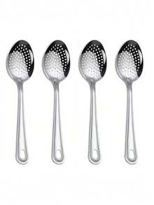 Set Sendok Saji Besar Stainless Steel 1/2/4 Buah, Sendok Makan Ukuran Besar, Sendok Berlubang, Cocok Untuk Rumah, Dapur, Restoran dan Hotel, Perlengkapan Dapur Penting - Perak - View 10