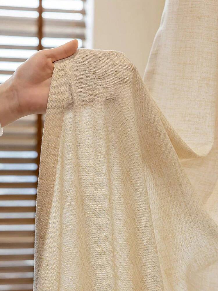 1pc & Linen Modern Linen Sheer Curtain - Japanese Linen Style, Rod Pocket Design, Suitable For Living Room And Bedroom - Sheer And Light Filtering Curtain, Living Room Curtain, Bedroom Curtain - Multicolor - View 3