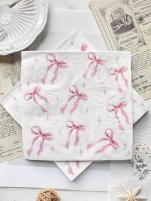 20 pezzi Tovaglioli rosa con fiocco, adatti per feste di compleanno, festa di nascità, matrimoni, fidanzamenti, feste per la rivelazione del sesso, raduni familiari, bar, ristoranti e hotel, stoviglie monouso - Multicolore - Visualizzare 5