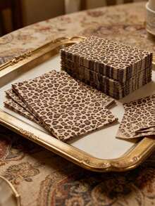 20张豹纹主题派对餐巾纸，时尚混色双层纸巾，饰有水钻图案，适用于婚礼、生日、周年纪念、单身派对及各种庆祝活动，也适用于婚礼、新娘送礼会、生日派对、女孩派对、订婚仪式、性别揭晓派对和家庭聚会，一次性餐具，适用于酒吧、餐厅和酒店。 - 彩色 - 查看 2