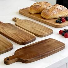 1 pieza Bandeja de madera de acacia, bandeja de cocina de madera con asas, tabla de cortar rectangular creativa, utilizada para carne, verduras, frutas, pan, alimentos - tabla de queso de madera, para entretenimiento en el hogar, decoración rústica del hogar, bandeja de madera maciza, accesorios de cocina, plato para sostener alimentos cocidos para chefs y restaurantes del hogar, plato de cena de madera adecuado para nuevos hogares, Pascua, temporada de regreso a la escuela, regalo de boda - Marrón madera - Ver 10