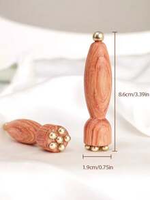 面部按摩器 - 一款木质传统中医穴位按摩器，适用于改善眼袋、黑眼圈和敏感肌肤。浅米色。这是一款传统中医护肤设备，配备面部和眼部按摩棒，适用于眼部护理和穴位按压。 - A - 查看 3