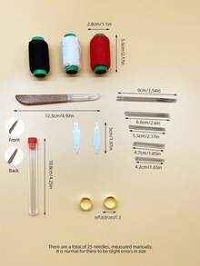 33pcs Multi-Functional Sewing Kit Set, Includes Needles, Seam Ripper, Threads, Great Gift For Mom, Home Sewing, Handcraft Embroidery - Black and White Red Thread Sewing Kit - View 9