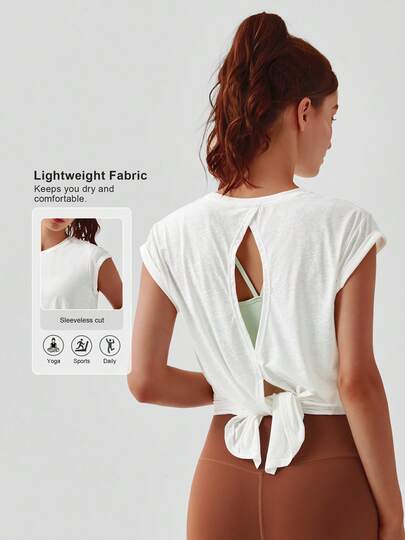 Sodalemon 女士圆领运动健身T恤，宽松无袖背心，轻便休闲跑步健身运动T恤