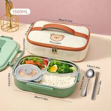 1500ML 304 Stainless Steel Lunch Box With Cutlery & Soup Bowls, 4/5-Compartments Microwave Heatable Bento Box, Leak Proof Fruit Salad Food Container, Reusable Lunch Container, Hot Water Heating, Suitable For Students & Adults To Use In School, Office, Camping, Travel, Picnic, Back To School - Multicolor - View 21