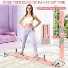 2-In-1 Ski Machine & Pilates Board For Home Gym, Adjustable Foldable Fitness Equipment With Resistance Bands, Full Body Workout Trainer For Legs, Core, Abs & Glutes ,Multifunctional Ski Machine & Pilates Board, Adjustable Home Gym Fitness Equipment With Resistance Bands, Full Body Workout Trainer For Legs, Core, Abs, Glutes & Strength Training - Pink - View 2