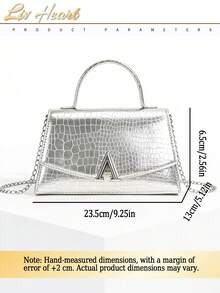Women's Solid Color Mini Square Satchel Evening Bag, Elegant Dinner Chain Bag For Women,Elegant,Exquisite Patent Square Evening Bag For Party Dinner Bag,Clutch Bag For Party Girl,Woman,For Female Perfect For Party,Wedding,Prom,Dinner/Banquet,Best Gift For Women's Clip Glitter Dinner Wallet For Carnival Wedding Handbag For Party And Prom - Bạc - Xem 4