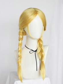 Blonde Double Braid Princess Wig, Heat Resistant Synthetic Hairpiece For Cosplay & Fairy Tale Party - Yellow - View 5