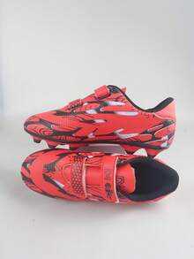 四季运动足球鞋，校园风足球比赛鞋，足球训练鞋，长钉防滑，不对称迷彩图案鞋面，便捷的魔术贴搭扣 - 紅色 - 查看 8