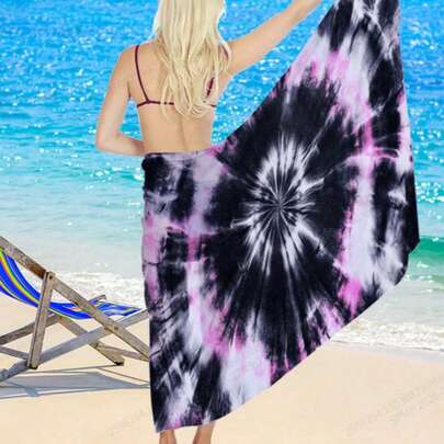 GEL HUT MUN 1件现代扎染沙滩巾 - 轻便百搭，100%涤纶针织面料 - 泳装和度假的完美之选。1件黑粉相间爆炸纹理印花沙滩巾，轻盈防沙超柔软纤维毯，超大尺寸，适合旅行、泳池、瑜伽、健身房、浴室、露营 | 女士时尚独特沙滩配饰泳衣罩衫，适合夏季海滩度假、夏威夷海滩 | 旅行、邮轮、泳池、浴室、度假、单身派对必备沙滩巾和披肩