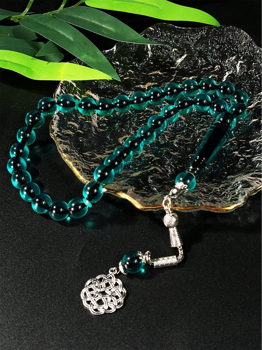 1条斋月33珠黑色线单流苏手工斋月祈祷念珠手链 - 彩色 - 查看 1