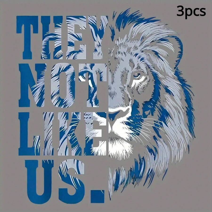 3张/包狮子图案热转印贴纸，适用于背包、连帽衫、牛仔裤、DIY抱枕、T恤、服装、帆布包、T恤衫等。 - L - 查看 1