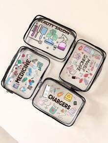 Hair Accessories PVC Makeup Bag, Travel Storage Bag - Girls Lightweight Makeup Bag, Portable Makeup Bag, Cruise Travel Large Capacity, Back To School Season - Multicolor - View 8