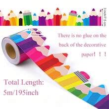 School Back To School Season Colorful Pencil Blackboard Bulletin Board Border Decorative Paper No Glue Needed - Single Piece - View 6