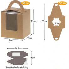 50 Pieces Single Cupcake Boxes Muffin Boxes Cupcake Box With 100 Pieces Cupcake Cases Dessert Box Muffin Pastry Macarons Cakes Gifts (Brown) - Cake Box - View 3