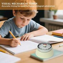 Temporizador de cocina, reloj temporizador de cocina para chef con alarma fuerte, cuenta regresiva de 60 minutos, mecanismo de reloj mecánico - sin baterías requeridas - base magnética, temporizadores visuales para cocina, estudio, trabajo, gimnasio (blanco) - Blanco - Ver 3