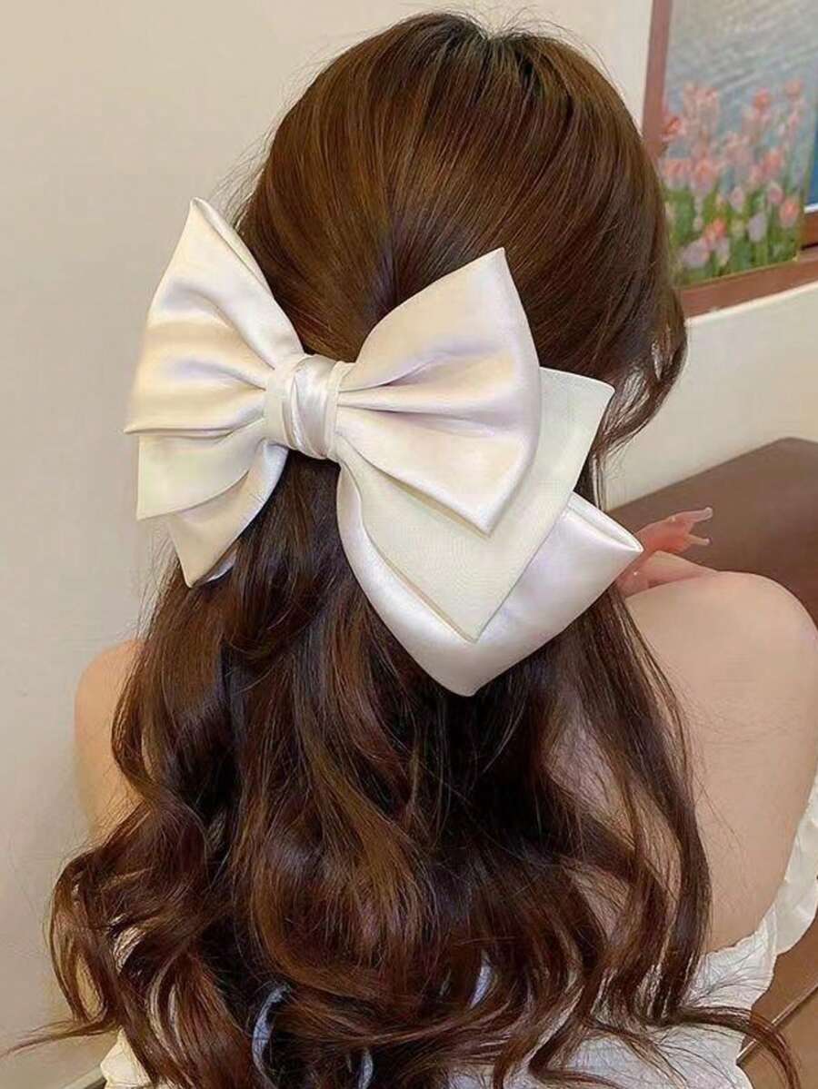1个新款多层蝴蝶结发夹，优雅发髻发型配饰，甜美正式礼服装饰，发爪，发夹，发卡，发卡 - 米色 - 查看 1
