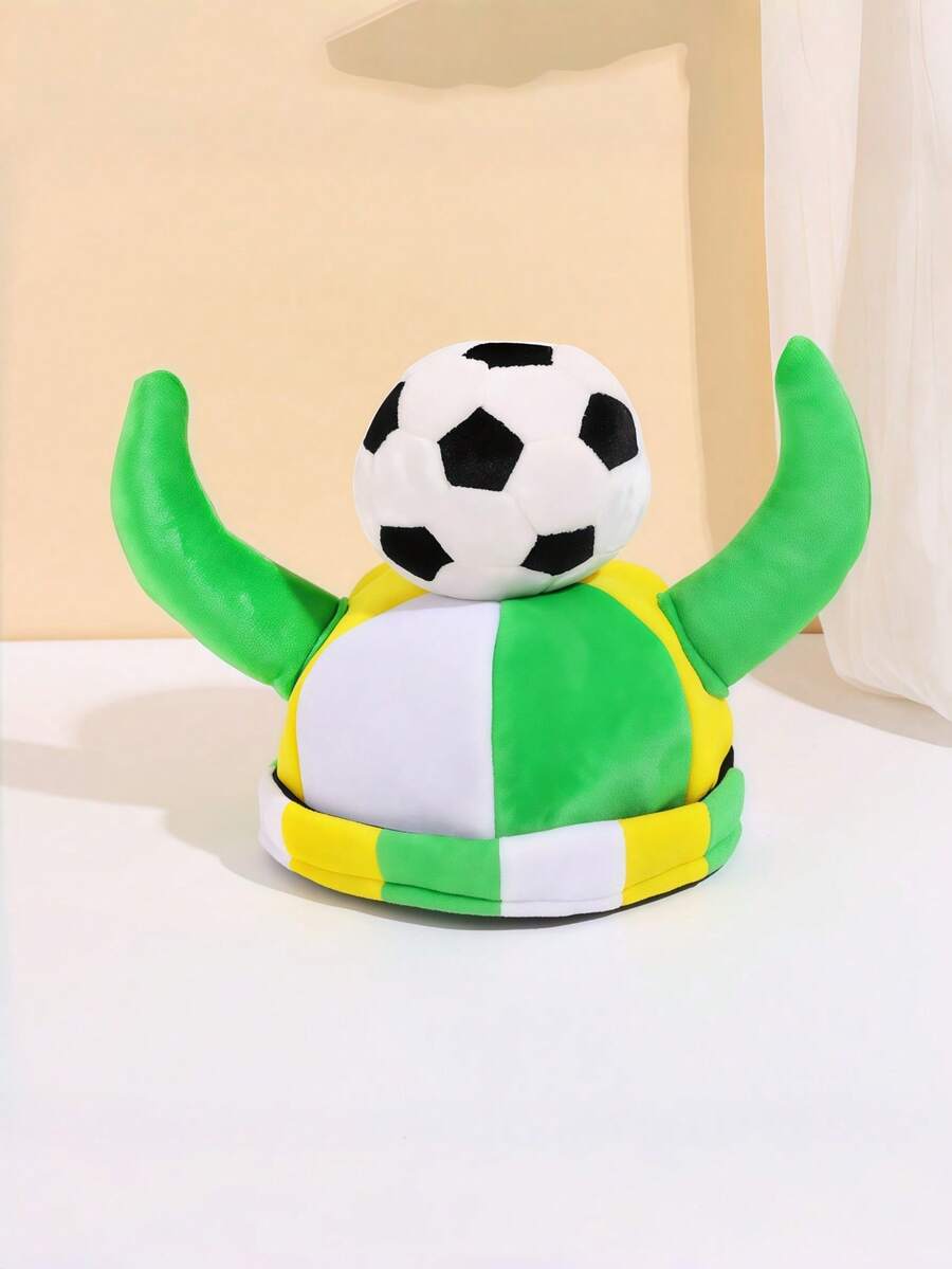 1顶足球派对帽 - 足球比赛帽 - 啦啦队帽 - 拍照道具牛头帽 - 节日庆典派对足球帽，新款斜角足球迷帽，可重复使用涤纶啦啦队帽，适合足球比赛和嘉年华活动 - 查看 1