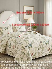 Bộ 3 món ga trải giường bằng polyester in họa tiết hoa và chim (1 ga trải giường + 2 vỏ gối, không bao gồm ruột gối), mềm mại và thân thiện với da, thích hợp sử dụng hàng ngày, cho phòng ngủ chính, phòng khách, mọi mùa, là món quà tuyệt vời, có thể đảo mặt, tông màu trung tính, chất liệu dệt gia dụng sang trọng, có thể dùng làm quà tặng trang trí nhà cửa, nâng cấp phòng ngủ thoải mái. - Nhiều màu - Xem 5
