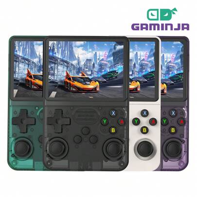  GAMINJA R36S 复古开源手持游戏机：3.5 英寸 IPS 屏幕、Linux 系统、内置 64GB、10,000+ 预装模拟器游戏、生日礼物