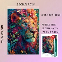 1000pcs Unique Wooden Jigsaw Puzzles - Lion, Luxurious Animal Shaped Wood Puzzle, Beautiful Package, Best Gift For Adults - Multicolor - View 3