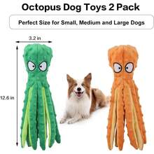 1pc Octopus Shaped Plush Dog Toy That Makes Squeaky Sounds, No Stuffing, Crinkly Noise, Durable, Suitable For Puppy Teething, Fits Small To Large Dogs - Multicolor - View 2