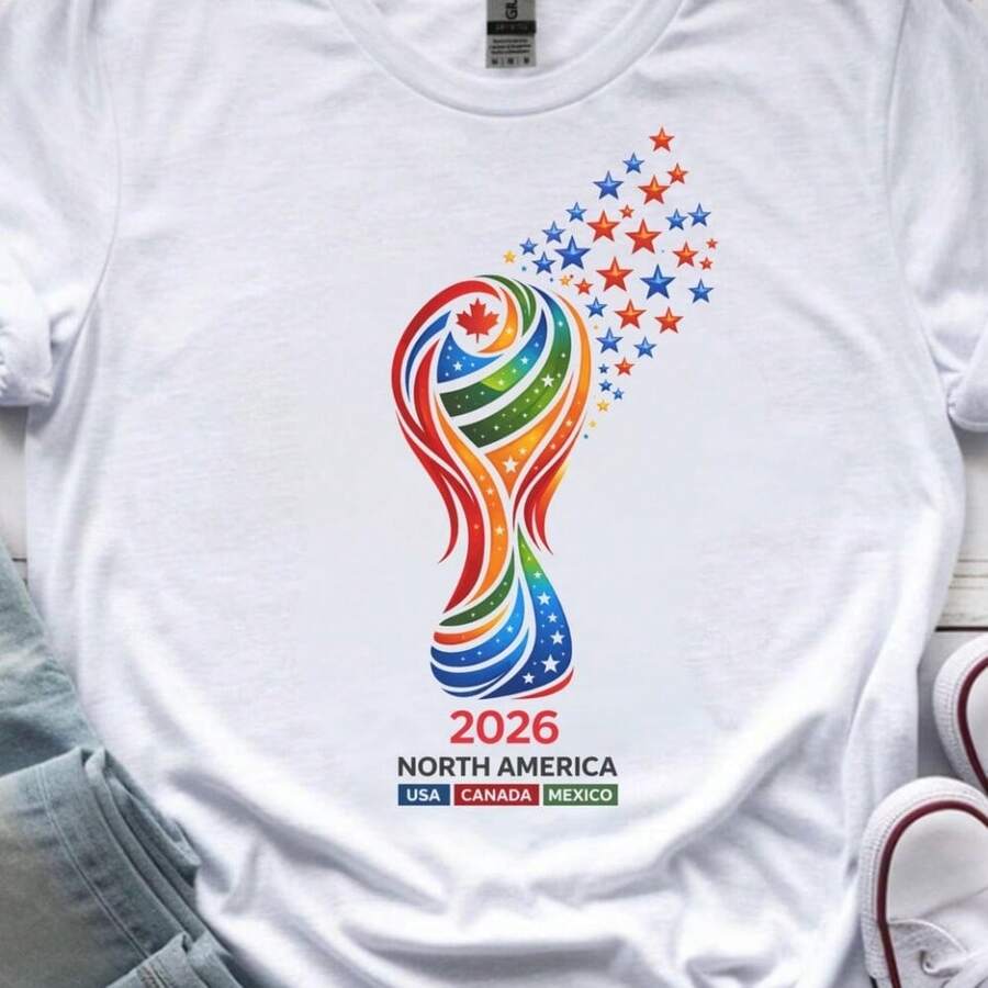 World Cup 2026 Shirt, Soccer Fan T-Shirt, Football Lover North America Graphic Tee - 白色 - 查看 1