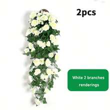 2/1 pièce Vigne de rose artificielle, guirlande de rose suspendue, panier floral factice, fleurs en plastique d'extérieur, décoration de maison, entretien facile, parfait pour les fêtes, les jardins, les mariages, sans pile ni contenant | Décoration d'extérieur | Décoration de fenêtre | Panier suspendu en plastique sans entretien, décoration de jardin, affichage de couleurs éclatantes - Multicolore - Voir 19