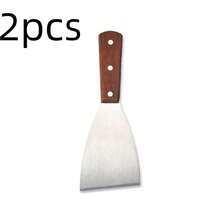 1pc 3-Edge Flat Spatula, Stainless Steel With Wooden Handle, Kitchen Cooking Tool For Griddle, Pancake, Cake - Silver - View 12