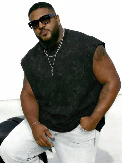 Áo thun nam cỡ lớn, áo tank top cổ tròn nam cỡ lớn mùa hè, đa năng, dáng ôm, tươi mát và năng động, thích hợp làm quà tặng cho chồng và bạn trai.