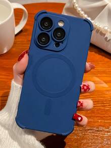 1个商务简约高端硅胶防震软手机壳，兼容 17 Pro Max、17 Pro、17 Air、17、16、15、13、12、14 Pro Max Plus，支持无线充电，带镜头保护盖 - 藏青 - 查看 2