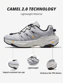 CAMEL CROWN 女士休闲运动鞋夏季厚底登山鞋透气运动鞋 - 白/銀/黑 - 查看 3