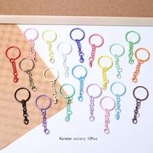 5/10/20/30pcs Colorful Key Chain Set, Metal Round Split Key Rings With Lobster Clasp, Craft Pendant DIY Accessories - Keychain - View 6