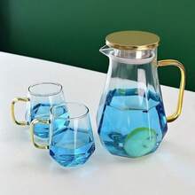 1pc Modern Luxury Cold Water Glass Kettle, Heat-Resistant Household Teapot, Fashionable Water Pitcher For Tea And Juice, Large Capacity Cold Water Carafe - Multicolor - View 7