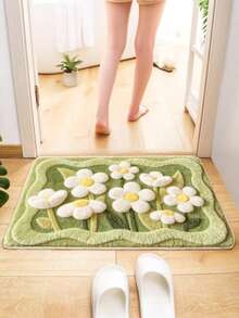 1pc Faux Wool Bath Mat, Absorbent Non-Slip Bathroom Rug, Suitable For Entryway, Bathroom, Kitchen - A - View 1