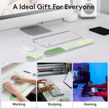 Euuztu Gel Wrist Rest Keyboard Mouse, Ergonomic Wrist Support Mouse Pad Easy Typing Pain Relief, Comfortable Keyboard Wrist Pad, 2 PCS, Green Color Block - Xem 5