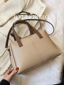 Women's Large Capacity Commuter Tote Bag - Khaki - View 7