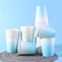 10/20/40pcs Gradient Blue Macaron Paper Cups, Soft Minimalist Style, Suitable For Easter Brunch, Spring Picnic, Baby Shower, Girls Afternoon Tea, Daily Use, Party Supplies - Blue - View 5