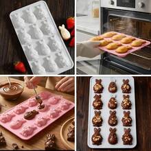 兔子造型巧克力模具 复活节派对糖果模具 硅胶布丁软糖制作工具 便携式烘焙用品 - 彩色 - 查看 6