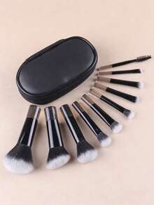 10件套黑色旅行便携眼影化妆刷套装 - 黑色 - 查看 4