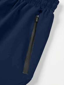1pc Men's Quick-Dry Sports Shorts With Fashionable Zipper Pockets And Printed Design, Lightweight And Breathable, Suitable For Outdoor Sports, Basketball, Running And Gym Workouts - Royal Blue - View 5
