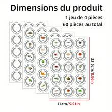 60pcs/Set French Self-Adhesive Spice Labels, Including 45pcs Spice Pattern & Letter Stickers And 15pcs Blank Labels, For Jars, Bottles, Boxes, Identifying Various Seasonings - 56 Small Radiation Stickers - View 2