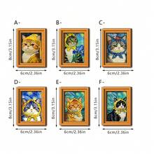 1/6pcs Interesting Cat Painting Fridge Magnets, Creative 3D Mini Photo Frame Fridge Stickers, Kitchen Office Home Decor Aesthetic Art Gift - Cat Magnetic Sticker - View 3