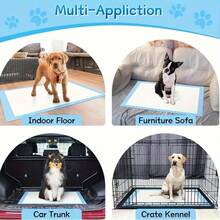 100pcs Super Absorbent Puppy Pee Pads, Leak-Proof & Quick Dry, Suitable For Dog Training, Dog Urination, Disposable Dog/Cat Pads, Thickened Pet Toilet Mat - Blue and White - View 5