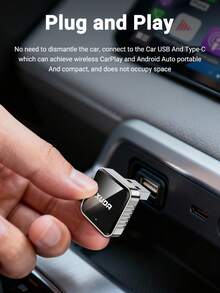 XUDA新款CarPlay AI Box迷你超级盒，支持有线转无线，具备无线CarPlay和安卓二合一功能，配备2.4-5.0GHz WiFi 5，适用于99%配备有线CarPlay和安卓功能的车辆。 - B - 查看 4