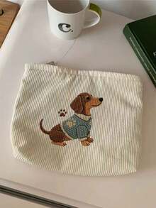 2D Flat Cute Dachshund Planter Shaped Large Capacity Zipper Travel Makeup Bag, Durable Fabric Portable Daily And Travel Makeup Bag, Suitable For Men And Women - Multicolor - View 10