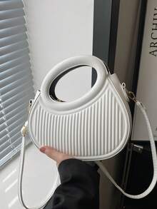 Bolso bandolera minimalista de estilo INS con diseño personalizado y sin arrugas, bolso de hombro para mujer para ir al trabajo, Nuevo modelo de primavera 2026 - Blanco - Ver 2