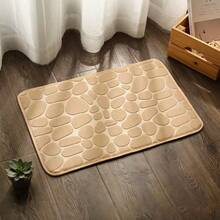 1pc Memory Foam Bath Mat - Embossed Cobblestone Velvet Bathroom Rug, Anti-Slip & Absorbent Quick-Dry Floor Pad For Kitchen, Laundry Room, Bedroom Decor, Machine Washable - Random Color - View 5