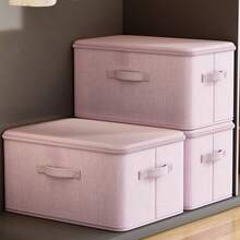 1 pieza Caja de almacenamiento de tela plegable con tapa, organizador de ropa de gran capacidad con cerradura, caja de almacenamiento de ropa de cama y edredones de uso múltiple, caja de almacenamiento de armario de color morado, lavable y duradera a prueba de humedad y polvo, con asas duales y cremallera bidireccional, adecuada para organización de armarios, almacenamiento de habitaciones, almacenamiento de dormitorios, almacenamiento de gabinetes, uso doméstico, estilo minimalista, artículo esencial del hogar - Gris púrpura - Ver 2