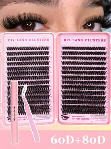 560PCS Cluster False Eyelashes, Thick Curly Eyelash Extension Kit, 9-16mm Mixed Length, DIY Eyelash Extension Set, Soft Individual Lashes, Create Natural Makeup Effect, Easy DIY Long-Lasting Eyelash Bond&Seal, DIY Eyelash Tweezers,Lashes,Eyelashes,Fake Lashes - Black - View 9